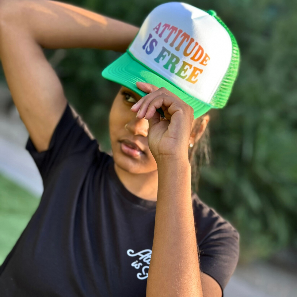 Attitude Is Free Rainbow Gradient Trucker Hat