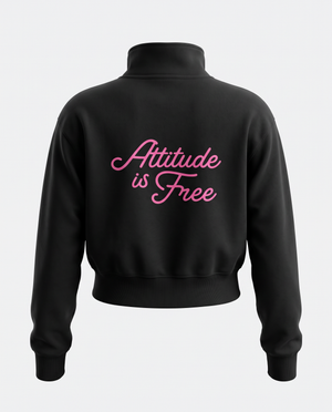 Script Cropped Zip Pullover