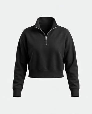 Script Cropped Zip Pullover
