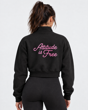 Script Cropped Zip Pullover