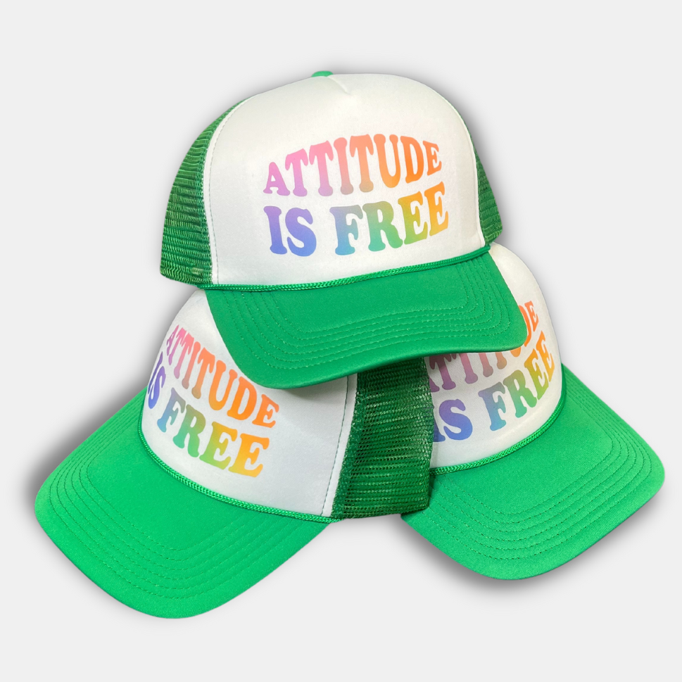 Attitude Is Free Rainbow Gradient Trucker Hat